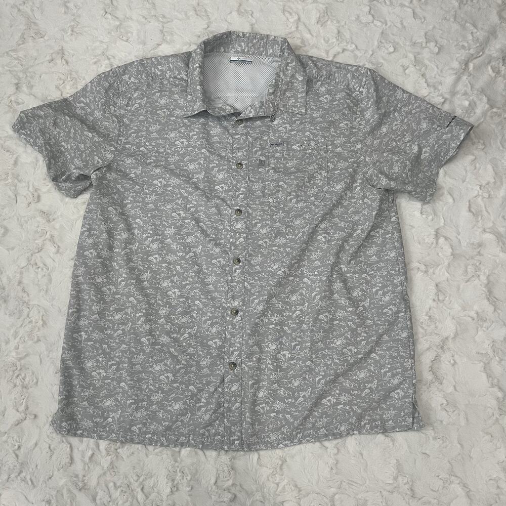 Columbia Omni Shade PFG Shirt Men’s XL All Over Print Deep Sea Fishing Beach